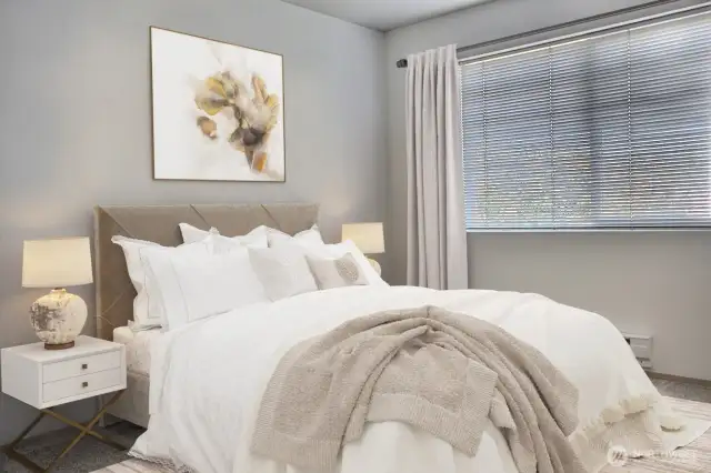 The second bedroom is bright and inviting, offering a comfortable place to unwind after a long day.  Vertually Staged