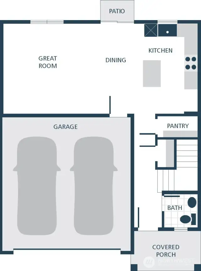 IMAGE IS A RENDERING Photographs are for illustrative purposes only. Features, finishes, interior/exterior colors, landscaping and floorplan shown may vary from actual homes built.