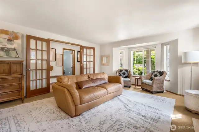 We've all learned how important it is to have private spaces. There is a family room as well, but this living room could double as an extra guest space, home office, playroom, etc