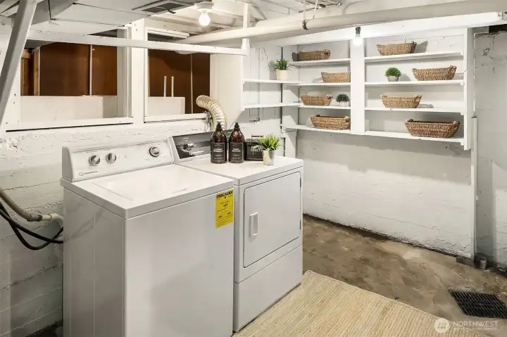 Washer and Dryer in semii finished basement