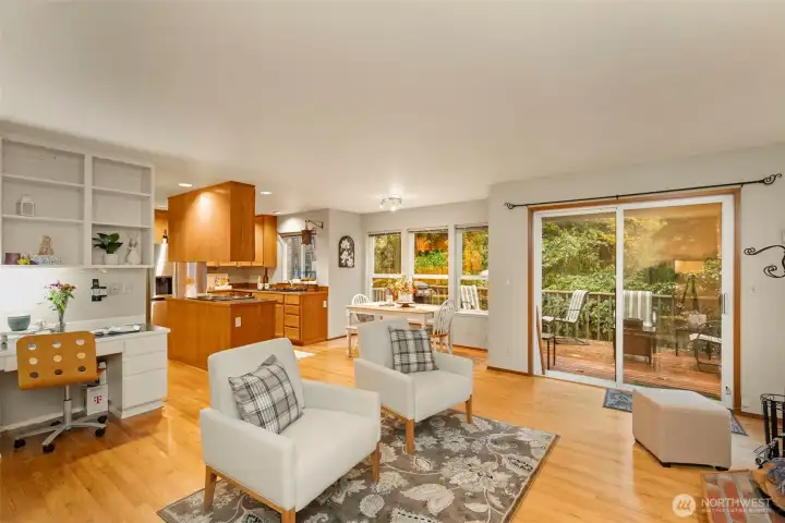 Family room off the kitchen with sliding door to back deck!