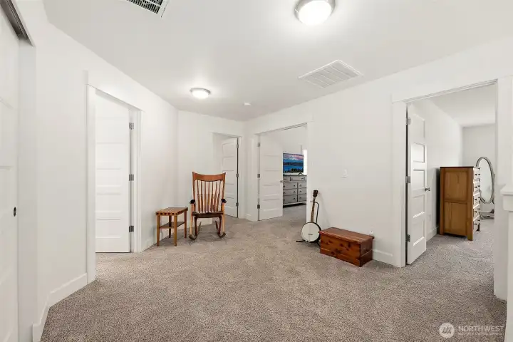 The is the second floor landing. It's big, lots of room here.  Notice the beautiful 5 panel doors?