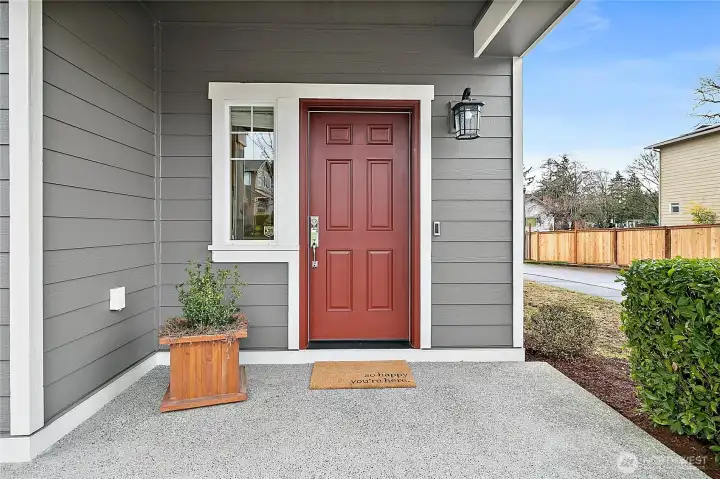 Front patio on corner lot.