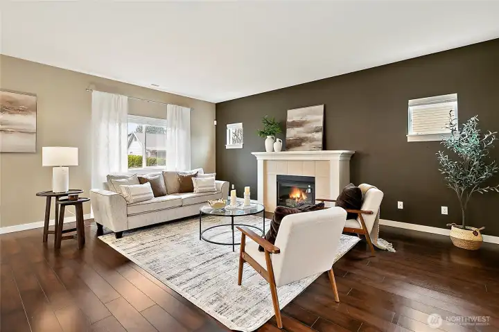 Great room with gas fireplace.