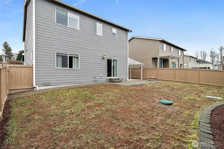 Large fully fenced backyard. Yard has just been re-seeded.