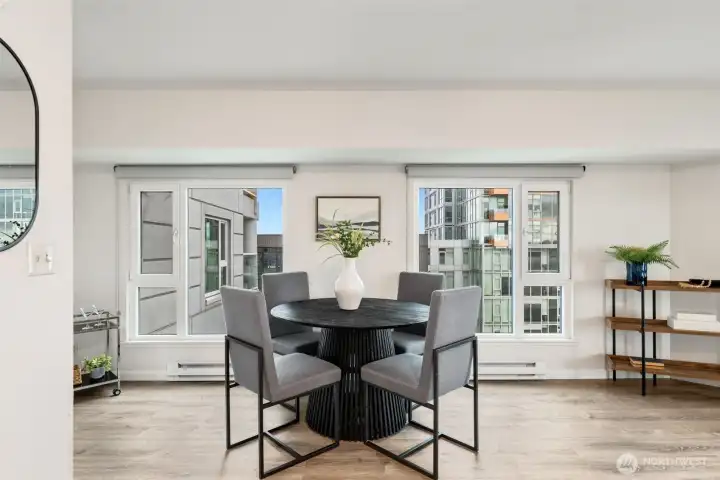 Wonderful dining with a view. New windows in 2018.