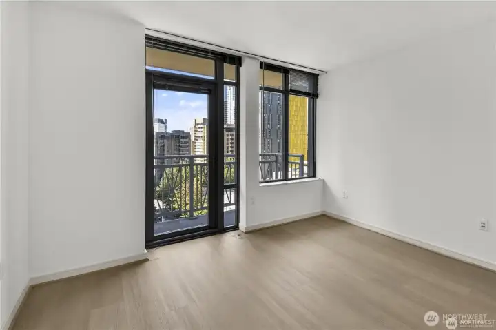 Light-toned flooring and clean white walls create a neutral backdrop, allowing for a wide variety of décor styles.