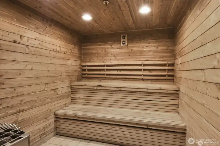 Equipped with a modern stone heater, the sauna provides residents with a rejuvenating experience—perfect for relieving stress, improving circulation, and enhancing overall wellness.