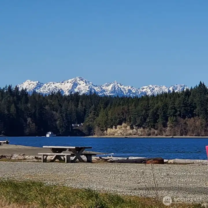 Olympic Mts. from lagoon/spit area.  Rainier is behind.