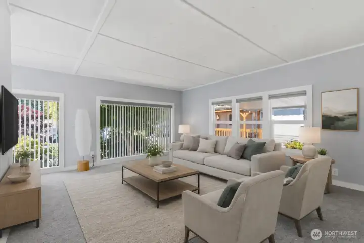 Spacious living room with lots of natural light