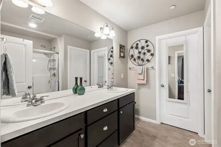 Primary bath with shower and walk-in closet Primary bath with shower and walk-in closet