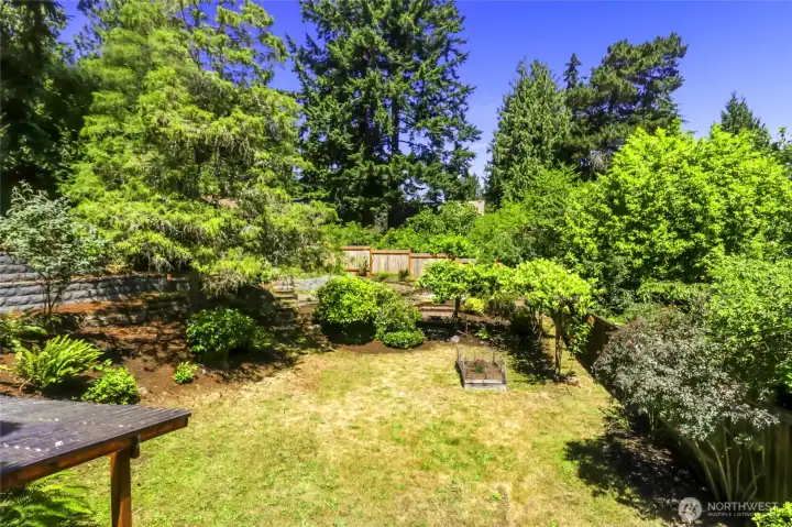 View of very private backyard from living room. View of very private backyard from living room.