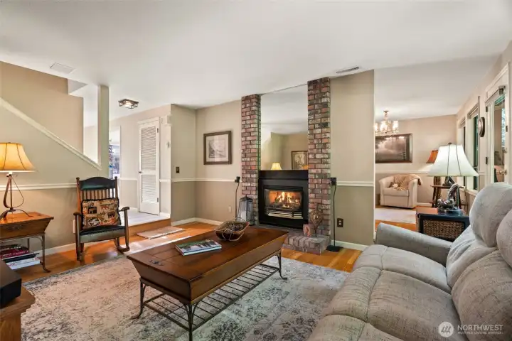 Main level living room with gas fireplace Main level living room with gas fireplace
