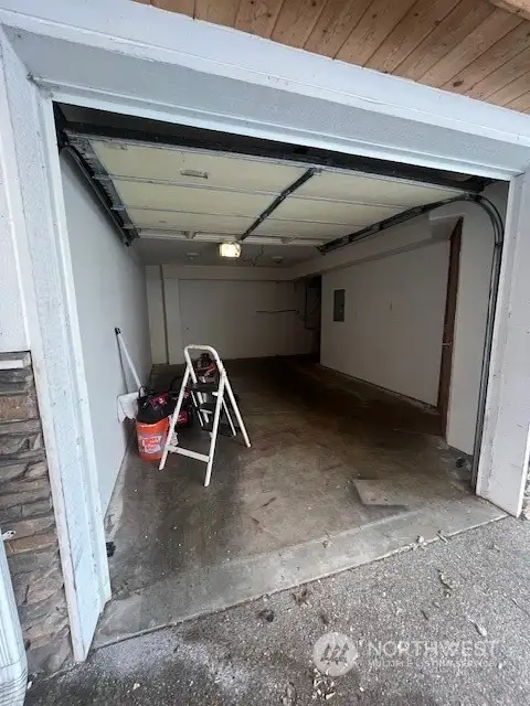 Spacious garage with storage.
