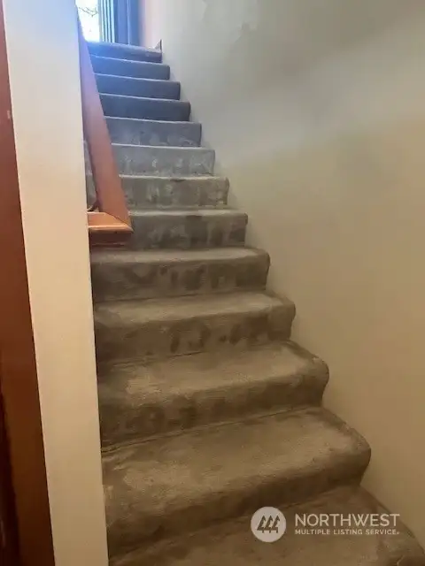 Several stairs for getting to each floor. Example of one of them.