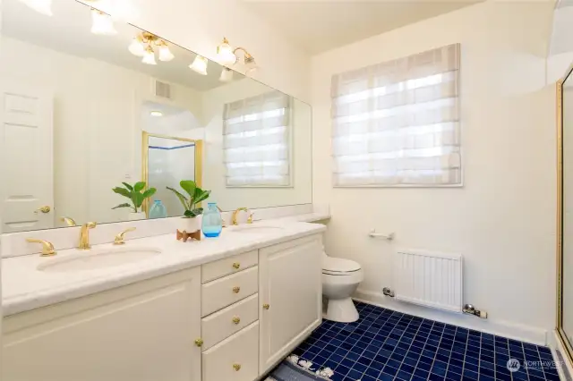 Hall Bath with Double Sinks & Shower