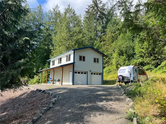 The 2 story garage is 20' x 36' with an attached 6' x 36' covered seating area.