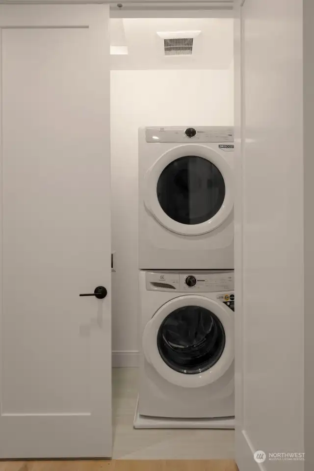 Convenient stackable washer and dryer.