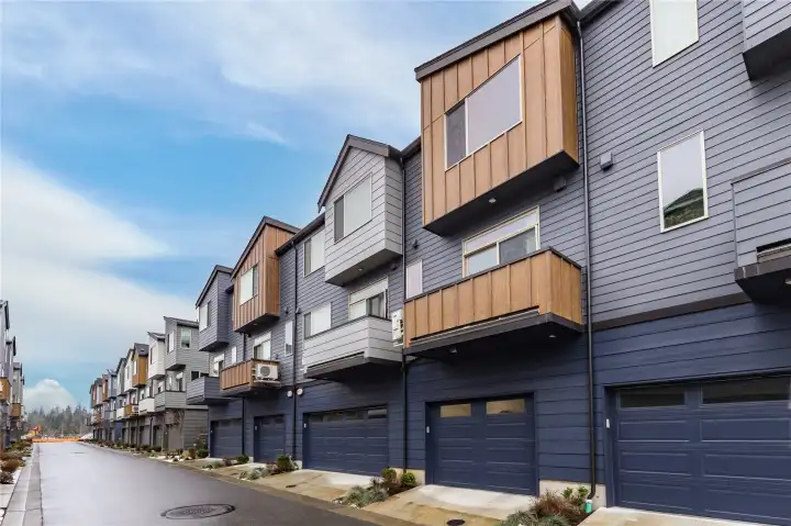 Another view of the wide ally that services the townhomes' garages
