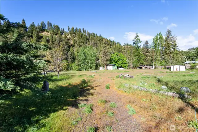 View from the entrance to the property towards the Wenatchee River