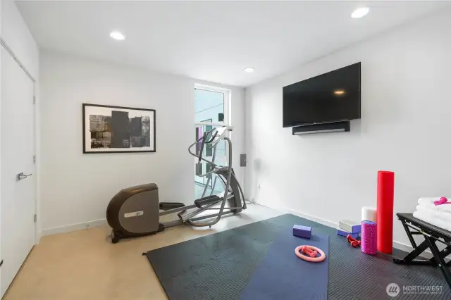 Fourth bedroom currently being used as a gym. Double closets and lake views.