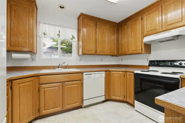 Oak cabinets and appliances