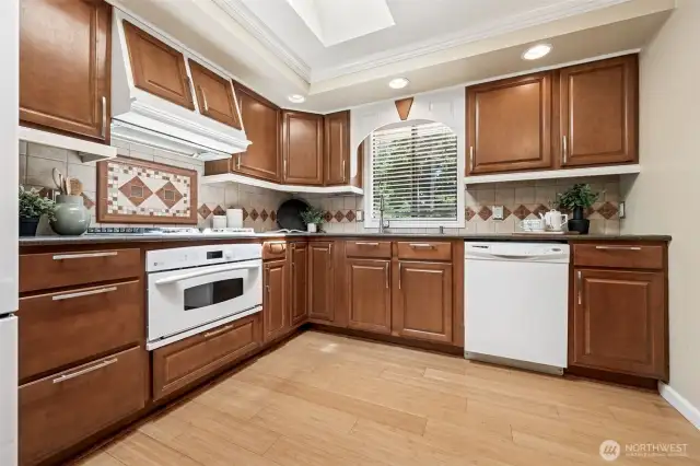 Updated kitchen with tile accents.