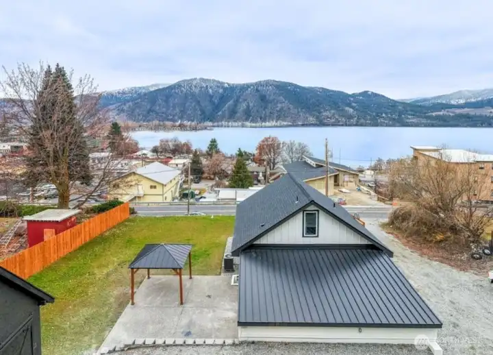 Enjoy stunning views of the lake and surrounding mountains from this home.