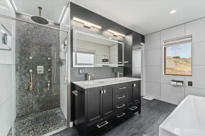 Completely reimagined primary bath with heated floors to keep your toes wam on cold winter mornings