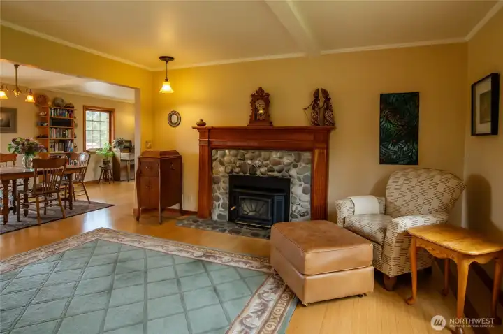 Main house floor 1 living area with fireplace