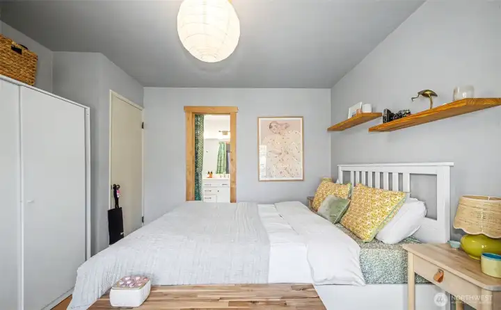 Pocket door for easy access to primary suite