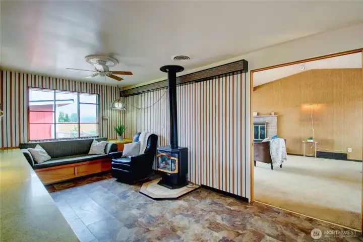 Bonus sitting area with cozy fireplace. Bonus sitting area with cozy fireplace.