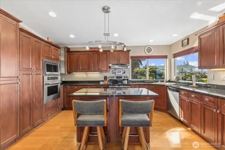 Large upgraded kitchen. Large upgraded kitchen.