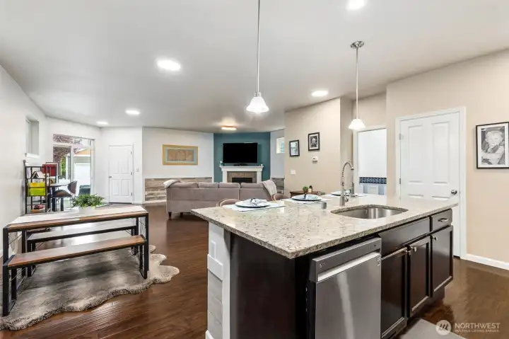 Open layout...the cook in the kitchen can see all the way to the living room.