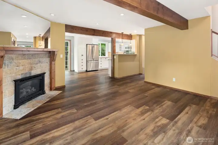 family room leading into the kitchen