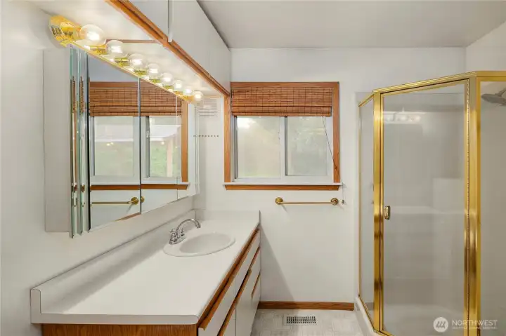Three Quarter bath near just off all 3 bedrooms.