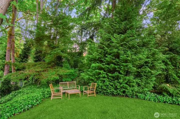 Multiple seating areas to enjoy nature in your own backyard.