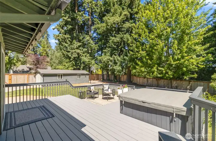 Backyard Trex Deck with Hot Tub Backyard Trex Deck with Hot Tub