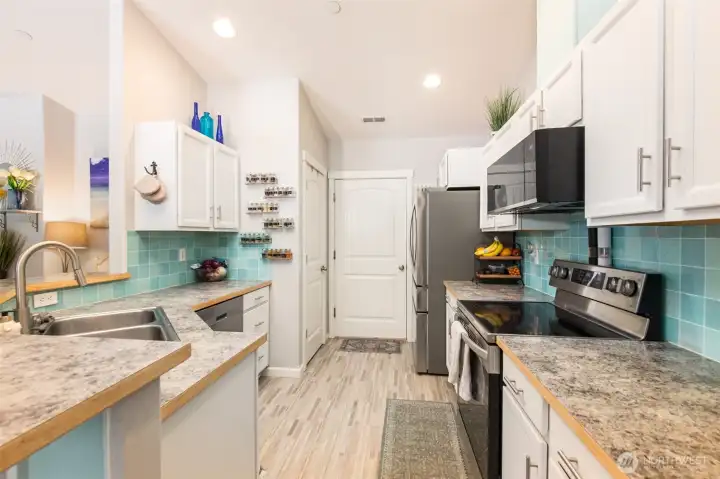 Efficient Kitchen and Door to Garage