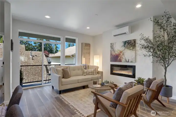 The large slider leads to the covered outdoor living space.