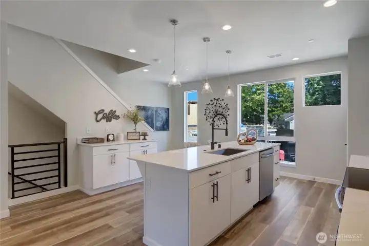 Convenient coffee bar and extra storage!