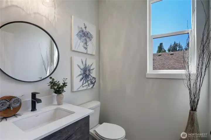 Powder room on the main level.
