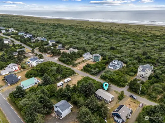 Just across the dunes from the water!