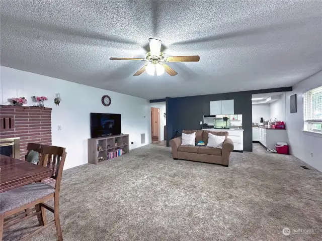 Living room view towards kitchen