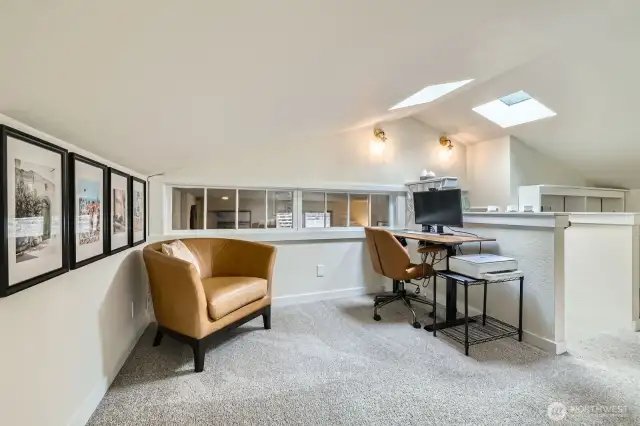 The bonus room has flexible options. Skylights bring in the natural light.