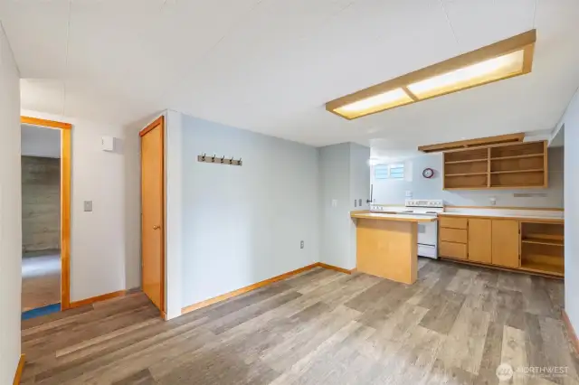 Downstairs is a full suite, accessible from the outside and from the stairway inside the house. Full kitchen in the basement suite