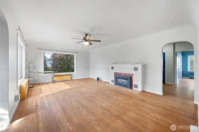 Step into the large living room with large windows!