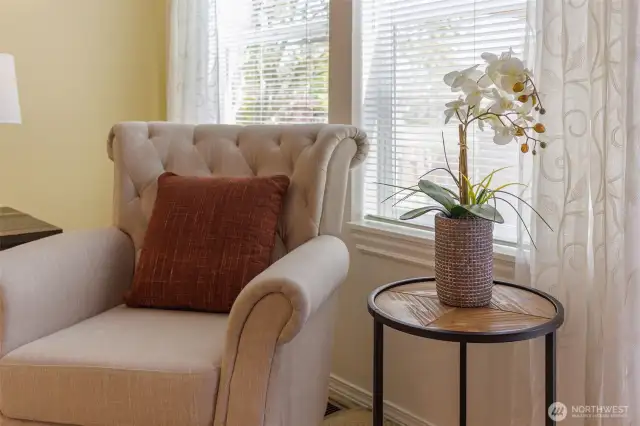 Perfect reading nook by the window.