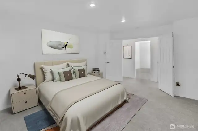French Doors adorns the Primary Bedroom (virtyally staged)