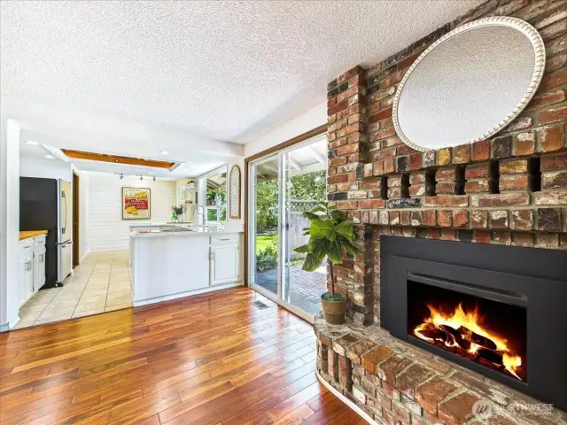Warm up on the cool winter nights in front of the cozy electric fireplace.